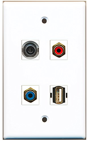 RiteAV - 1 Port RCA Red 1 Port RCA Blue 1 Port USB A-A 1 Port 3.5mm Wall Plate