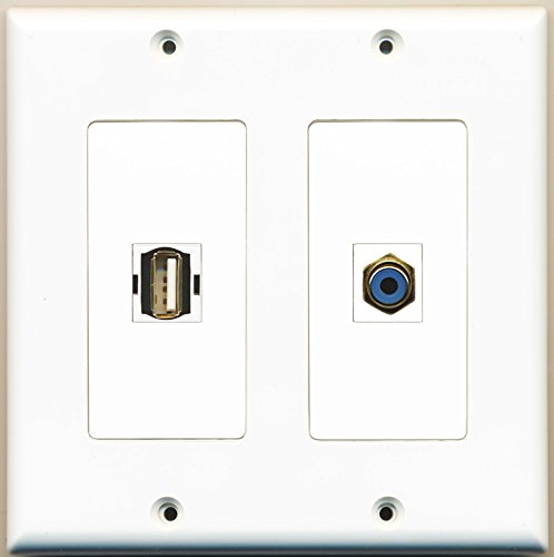 RiteAV - 1 Port RCA Blue 1 Port USB A-A - Dual Gang Wall Plate