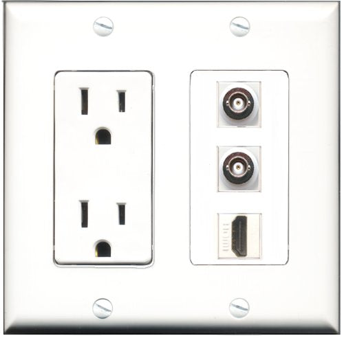 RiteAV - 15 Amp Power Outlet 1 Port HDMI 2 Port BNC Decorative Wall Plate