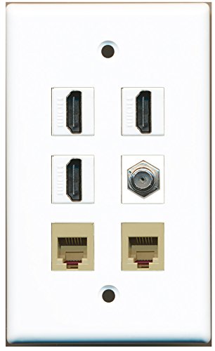 RiteAV - 3 HDMI 1 Port Coax Cable TV- F-Type 2 Port Phone RJ11 RJ12 Beige Wall Plate