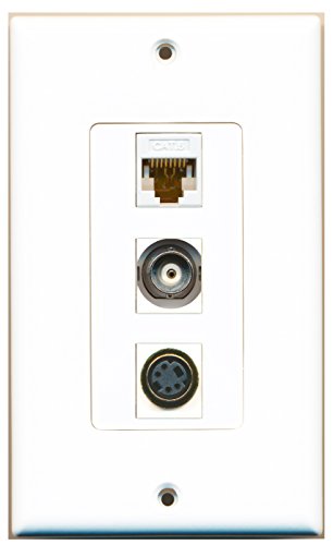 RiteAV - 1 Port S-Video and 1 Port BNC and 1 Port Cat6 Ethernet White Decorative Wall Plate Decorative