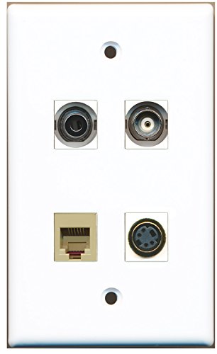 RiteAV - 1 Port Phone RJ11 RJ12 Beige 1 Port S-Video 1 Port 3.5mm 1 Port BNC Wall Plate