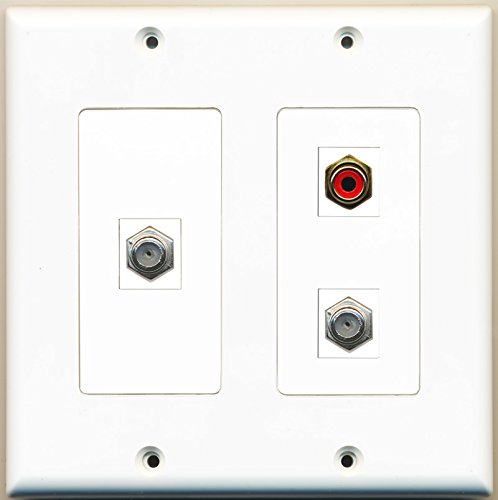 RiteAV - 1 Port RCA Red 2 Port Coax Cable TV- F-Type - 2 Gang Wall Plate