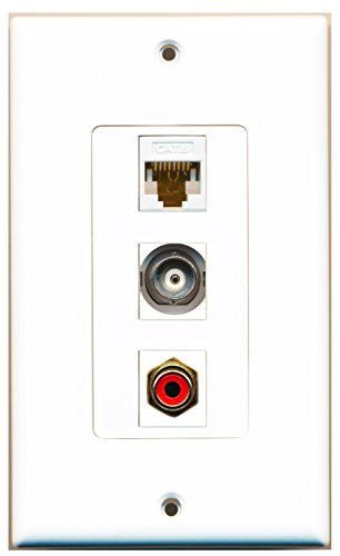 RiteAV - 1 Port RCA Red and 1 Port BNC and 1 Port Cat6 Ethernet White Decorative Wall Plate Decorative