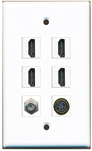 RiteAV - 4 HDMI 1 Port Coax Cable TV- F-Type 1 Port S-Video Wall Plate