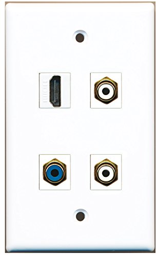 RiteAV - 1 Port HDMI 2 Port RCA White 1 Port RCA Blue Wall Plate