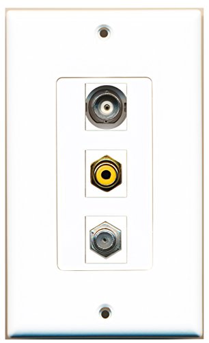 RiteAV - 1 Port RCA Yellow and 1 Port Coax Cable TV- F-Type and 1 Port BNC Decorative Wall Plate Decorative