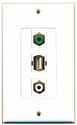 RiteAV - 1 Port RCA White and 1 Port RCA Green and 1 Port USB A-A Decorative Wall Plate Decorative