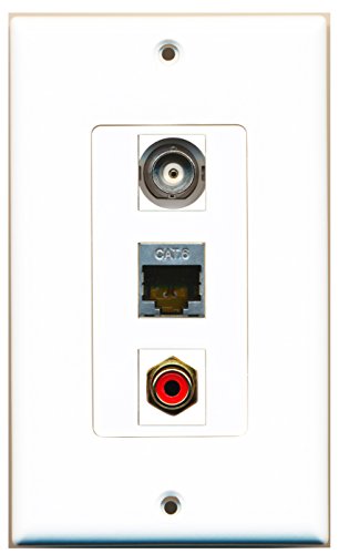 RiteAV - 1 Port RCA Red and 1 Port Shielded Cat6 Ethernet and 1 Port BNC Decorative Wall Plate Decorative