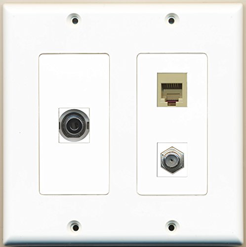 RiteAV - 1 Port Coax Cable TV- F-Type 1 Port Phone RJ11 RJ12 Beige 1 Port 3.5mm - 2 Gang Wall Plate