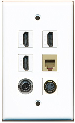RiteAV - 3 HDMI 1 Port Phone RJ11 RJ12 Beige 1 Port S-Video 1 Port 3.5mm Wall Plate