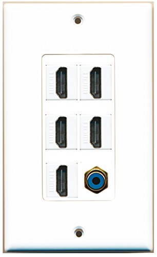 RiteAV - 5 Port HDMI 1 RCA Blue Wall Plate Decorative