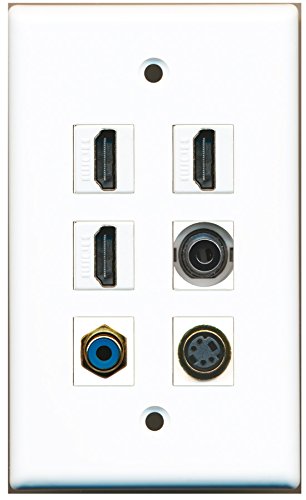 RiteAV - 3 HDMI 1 Port RCA Blue 1 Port S-Video 1 Port 3.5mm Wall Plate