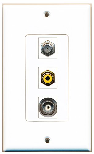 RiteAV - 1 Port RCA Yellow and 1 Port Coax Cable TV- F-Type and 1 Port BNC Decorative Wall Plate Decorative