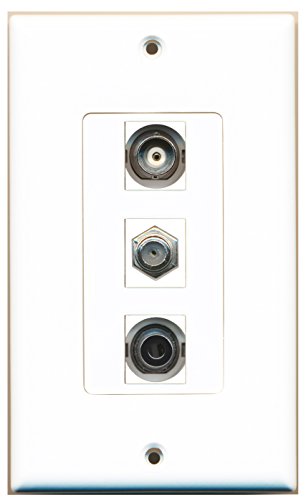 RiteAV - 1 Port Coax Cable TV- F-Type and 1 Port 3.5mm and 1 Port BNC Decorative Wall Plate Decorative