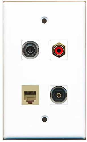 RiteAV - 1 Port RCA Red 1 Port Phone RJ11 RJ12 Beige 1 Port Toslink 1 Port 3.5mm Wall Plate