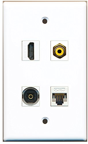 RiteAV - 1 Port HDMI 1 Port RCA Yellow 1 Port Toslink 1 Port Cat5e Ethernet White Wall Plate