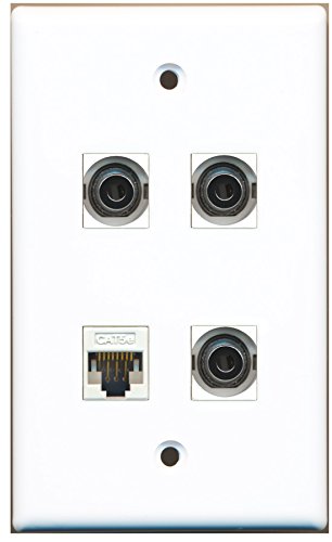 RiteAV - 3 Port 3.5mm 1 Port Cat5e Ethernet White Wall Plate
