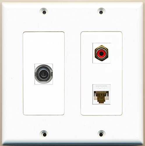 RiteAV - 1 Port RCA Red 1 Port 3.5mm 1 Port Cat6 Ethernet White - 2 Gang Wall Plate