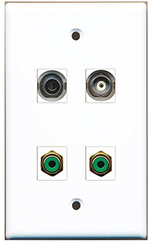 RiteAV - 2 Port RCA Green 1 Port 3.5mm 1 Port BNC Wall Plate
