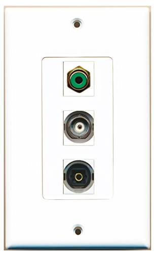 RiteAV - 1 Port RCA Green and 1 Port Toslink and 1 Port BNC Decorative Wall Plate Decorative