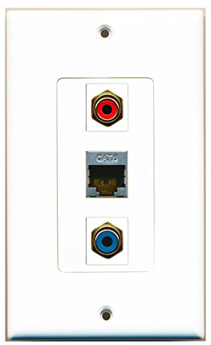 RiteAV - 1 Port RCA Red and 1 Port RCA Blue and 1 Port Shielded Cat6 Ethernet Decorative Wall Plate Decorative