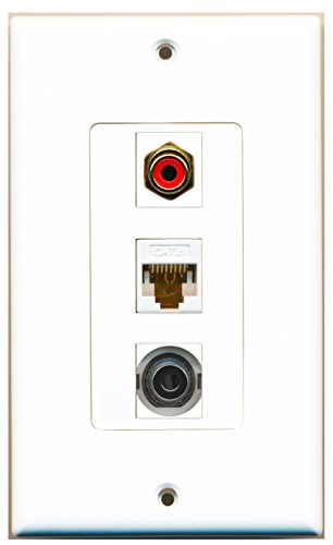 RiteAV - 1 Port RCA Red and 1 Port 3.5mm and 1 Port Cat6 Ethernet White Decorative Wall Plate Decorative