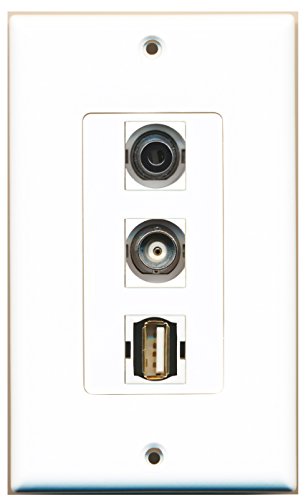 RiteAV - 1 Port USB A-A and 1 Port 3.5mm and 1 Port BNC Decorative Wall Plate Decorative