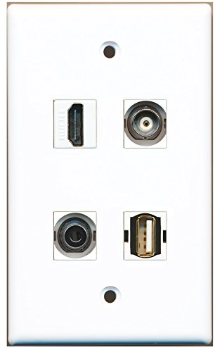 RiteAV - 1 Port HDMI 1 Port USB A-A 1 Port 3.5mm 1 Port BNC Wall Plate