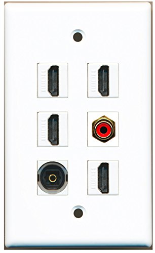 RiteAV - 4 HDMI 1 Port RCA Red 1 Port Toslink Wall Plate