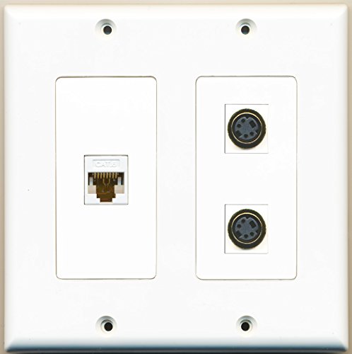 RiteAV - 2 Port S-Video 1 Port Cat6 Ethernet White - 2 Gang Wall Plate