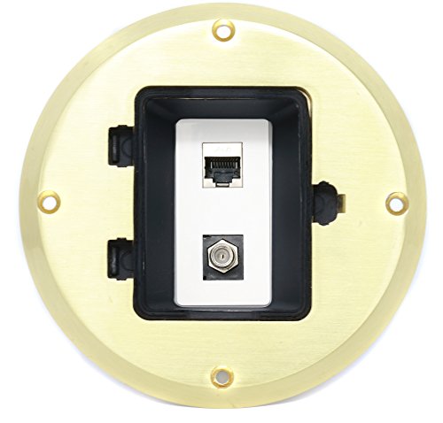 RiteAV Cat6 Shielded Ethernet Coax Cable TV Floor Box - Gold