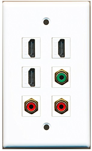 RiteAV - 3 HDMI 2 Port RCA Red 1 Port RCA Green Wall Plate