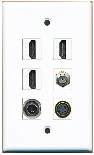 RiteAV - 3 HDMI 1 Port Coax Cable TV- F-Type 1 Port S-Video 1 Port 3.5mm Wall Plate
