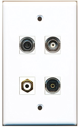 RiteAV - 1 Port RCA White 1 Port Toslink 1 Port 3.5mm 1 Port BNC Wall Plate