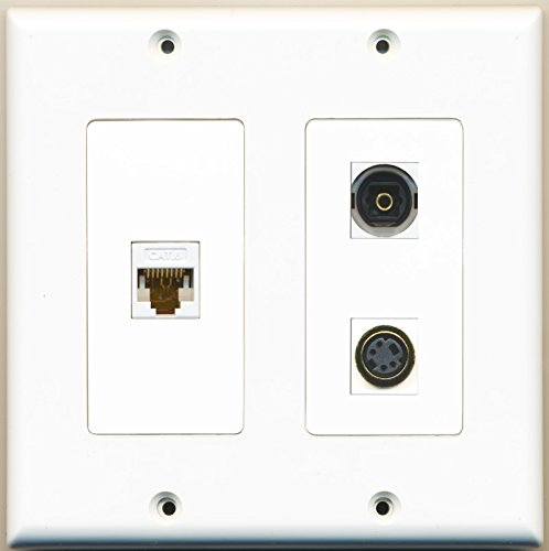 RiteAV - 1 Port S-Video 1 Port Toslink 1 Port Cat6 Ethernet White - 2 Gang Wall Plate