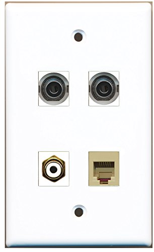 RiteAV - 1 Port RCA White 1 Port Phone RJ11 RJ12 Beige 2 Port 3.5mm Wall Plate