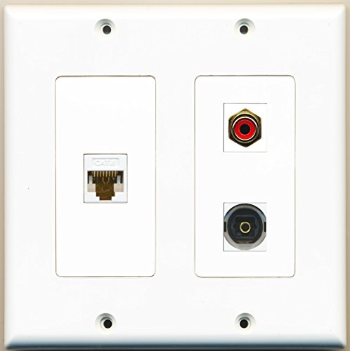 RiteAV - 1 Port RCA Red 1 Port Toslink 1 Port Cat6 Ethernet White - 2 Gang Wall Plate