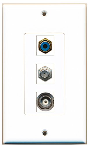 RiteAV - 1 Port RCA Blue and 1 Port Coax Cable TV- F-Type and 1 Port BNC Decorative Wall Plate Decorative