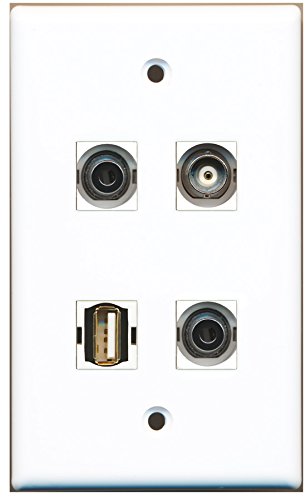 RiteAV - 1 Port USB A-A 2 Port 3.5mm 1 Port BNC Wall Plate