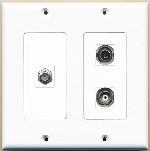 RiteAV - 1 Port Coax Cable TV- F-Type 1 Port 3.5mm 1 Port BNC - 2 Gang Wall Plate