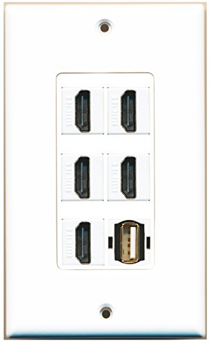 RiteAV - 5 Port HDMI 1 USB A-A Wall Plate Decorative