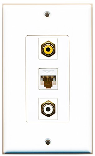 RiteAV - 1 Port RCA White and 1 Port RCA Yellow and 1 Port Cat6 Ethernet White Decorative Wall Plate Decorative