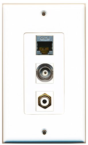 RiteAV - 1 Port RCA White and 1 Port Shielded Cat6 Ethernet and 1 Port BNC Decorative Wall Plate Decorative