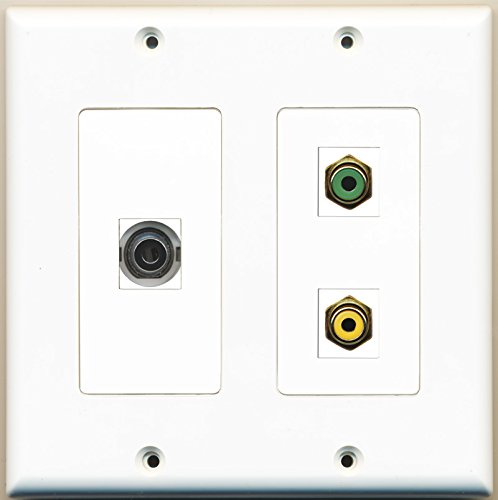 RiteAV - 1 Port RCA Yellow 1 Port RCA Green 1 Port 3.5mm - 2 Gang Wall Plate