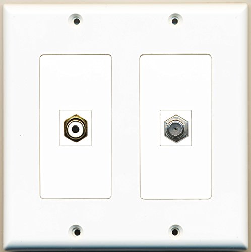 RiteAV - 1 Port RCA White 1 Port Coax Cable TV- F-Type - Dual Gang Wall Plate