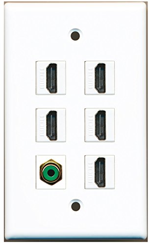 RiteAV - 5 HDMI 1 Port RCA Green Wall Plate