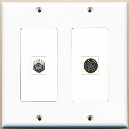 RiteAV - 1 Port Coax Cable TV- F-Type 1 Port S-Video - Dual Gang Wall Plate