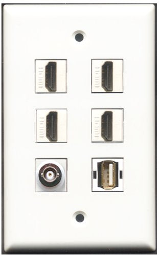 RiteAV - 4 Port HDMI 1 USB A-A 1 BNC Wall Plate