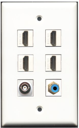 RiteAV - 4 Port HDMI 1 RCA Blue 1 BNC Wall Plate
